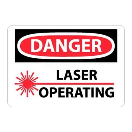 National Marker Co NMC OSHA Sign, Danger Laser Operating, 7in X 10in, White/Red/Black D169R